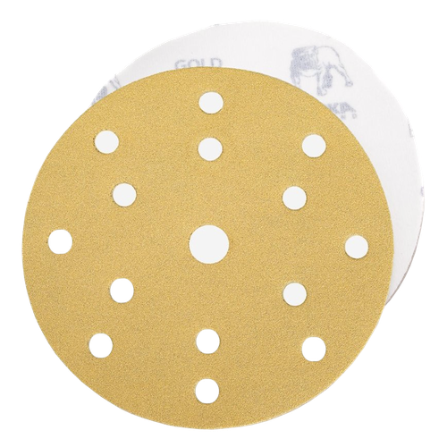 Фото товара "GOLD Шлифовальный бумажный диск, специальный оксид алюминия, 15 отверстий, 150 мм, Р400"